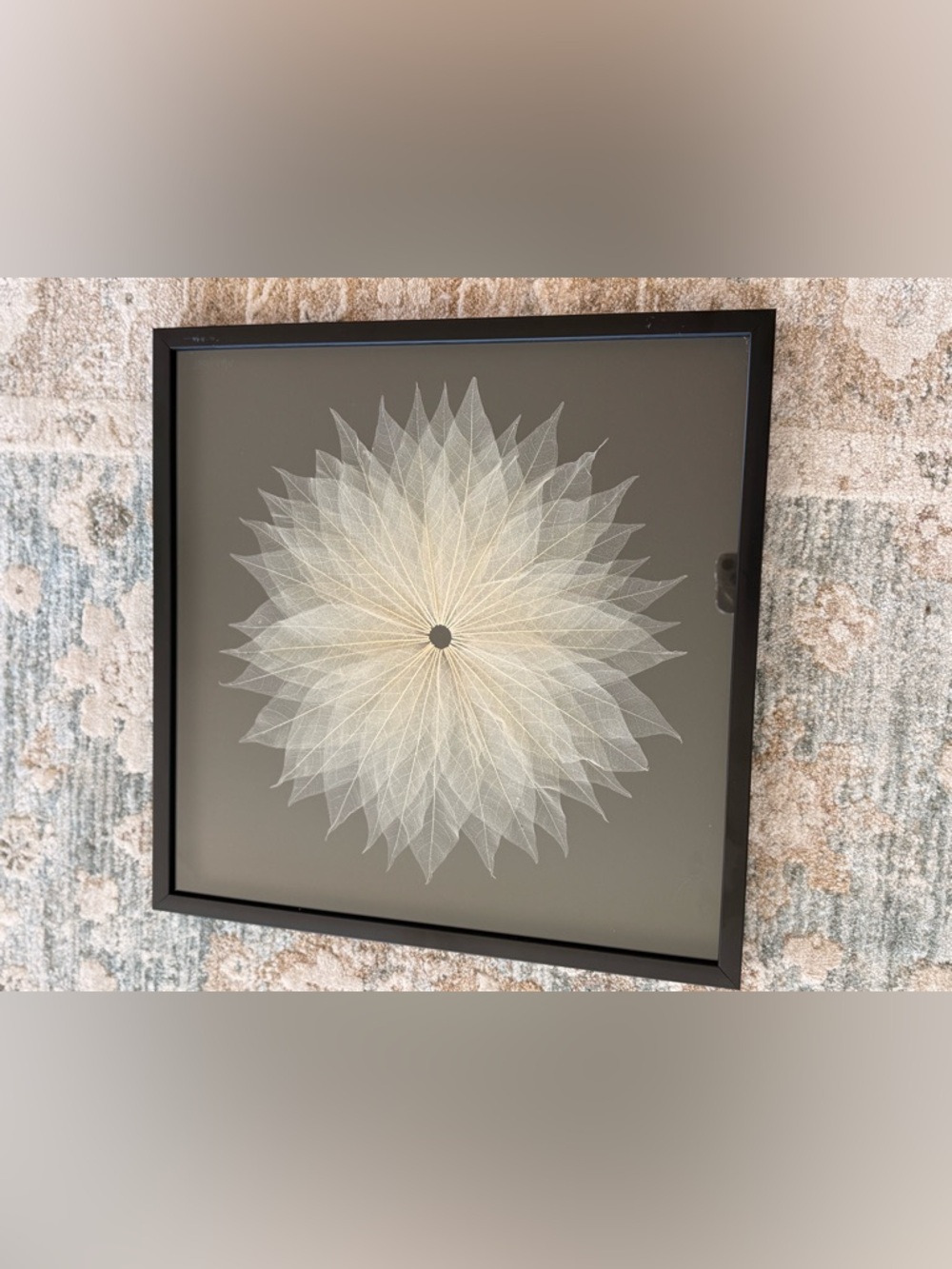 Framed Geometric Sunburst Wall Art in Cream and Black